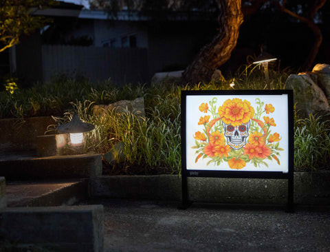 Flower Skull Day Of The Dead Yardsy Sign - Flat Feet