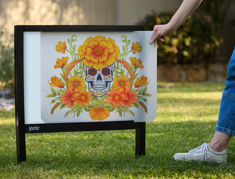 Flower Skull Day Of The Dead Yardsy Sign - Interchangeable