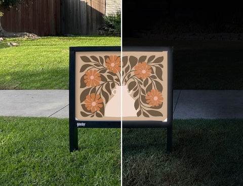 Flower Vase Yardsy Sign - Day Night