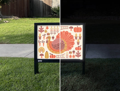 Folk Art Turkey Yardsy Sign - Day Night