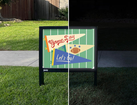 Football Pennant Yardsy Sign - Day Night