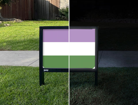 Genderqueer Pride Flag Yardsy Sign - Day Night