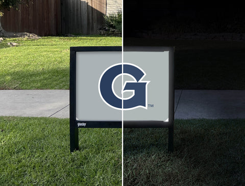 Georgetown G Mark Gray Yardsy Sign - Day Night