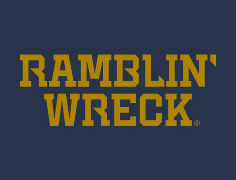 Georgia Tech Ramblin' Wreck Wordmark Navy Yardsy Sign