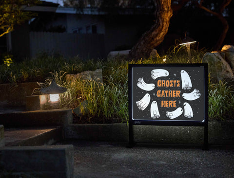 Ghosts Gather Here Halloween Yardsy Sign - Flat Feet