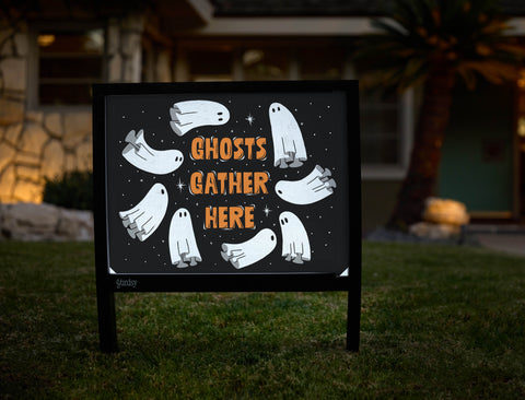 Ghosts Gather Here Halloween Yardsy Sign - Hero