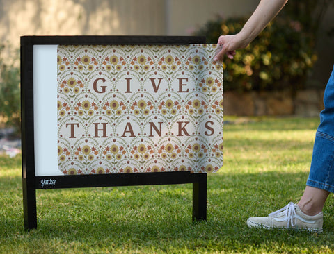Give Thanks Floral Yardsy Sign - Interchangeable