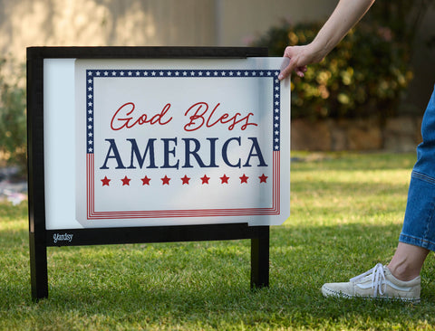 God Bless America Framed Yardsy Sign - Interchangeable