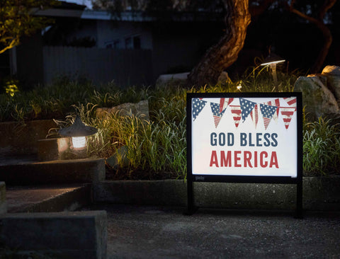 God Bless America Flag Pendant Yardsy Sign - Flat Feet