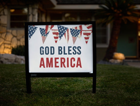 God Bless America Flag Pendant Yardsy Sign - Hero