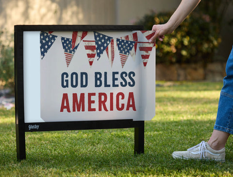 God Bless America Flag Pendant Yardsy Sign - Interchangeable