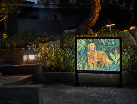 Golden Retriever in the Leaves Decor Print Yardsy Sign - Flat Feet