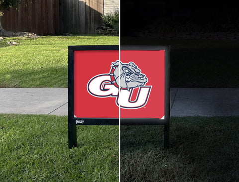 Gonzaga GU Bulldog Red Yardsy Sign - Day Night