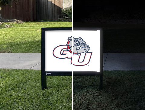 Gonzaga GU Bulldog White Yardsy Sign - Day Night