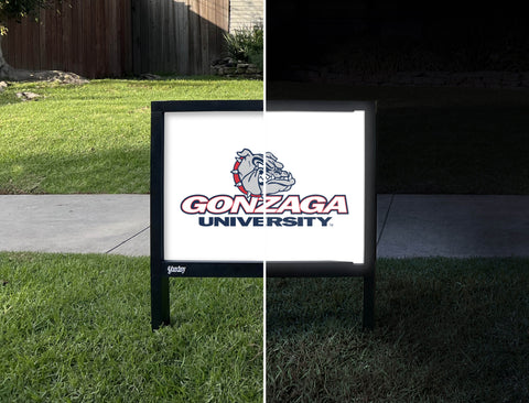 Gonzaga University Bulldog White Yardsy Sign - Day Night