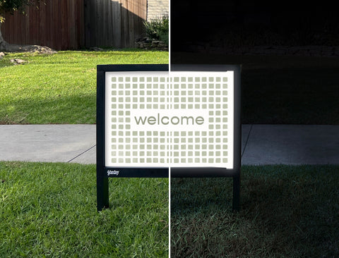 Grid Welcome Yardsy Sign - Day Night