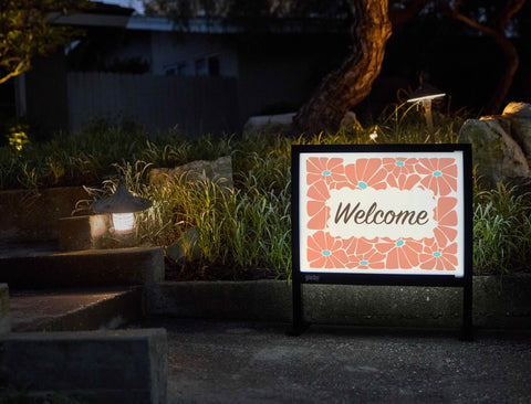 Groovy Floral Welcome Yardsy Sign - Flat Feet