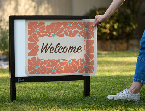 Groovy Floral Welcome Yardsy Sign - Interchangeable