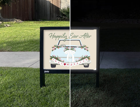 Happily Ever After Yardsy Sign - Day Night