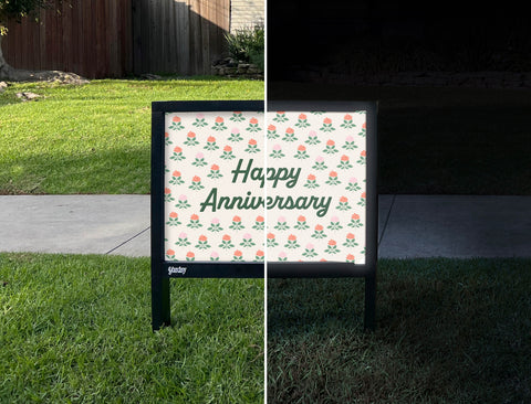 Happy Anniversary Yardsy Sign - Day Night