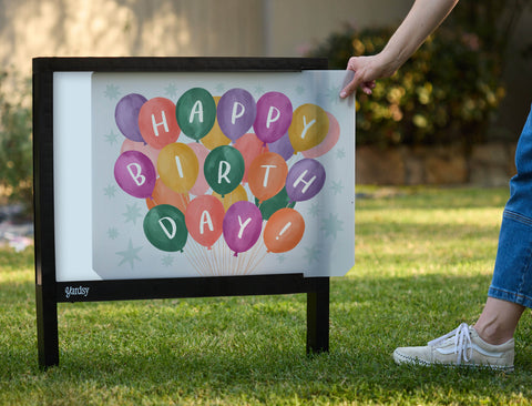 Happy Birthday Balloons Yardsy Sign - Interchangeable