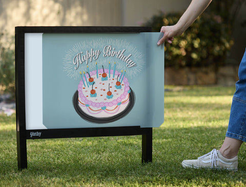 Happy Birthday Cake Yardsy Sign - Interchangeable