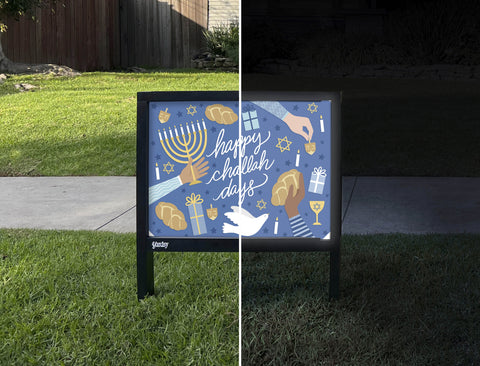 Happy Challah-Days Yardsy Sign - Day Night