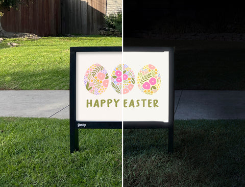 Happy Easter Eggs Yardsy Sign - Day Night
