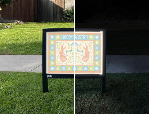 Happy Easter Frame Yardsy Sign - Day Night