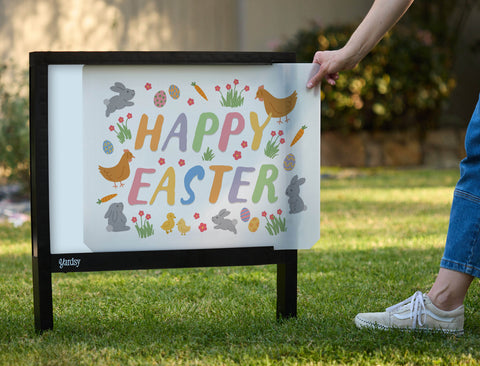 Happy Easter Playful Animals Yardsy Sign - Interchangeable