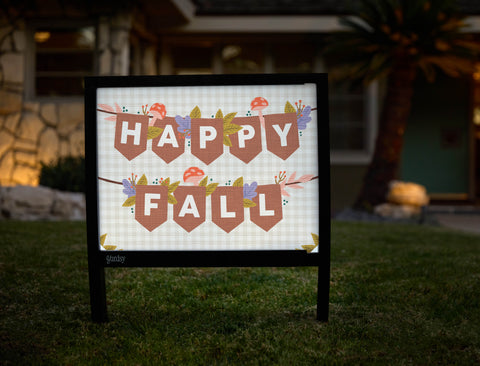 Happy Fall Garland Bright Yardsy Sign - Hero