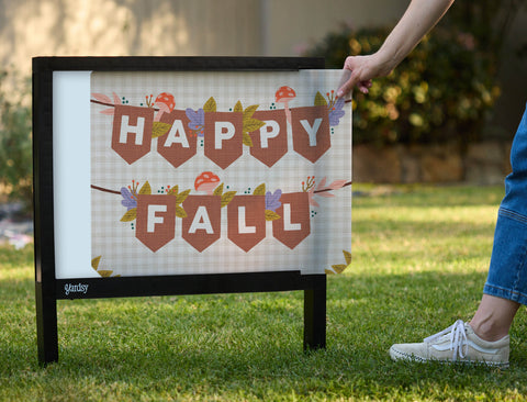 Happy Fall Garland Bright Yardsy Sign - Interchangeable