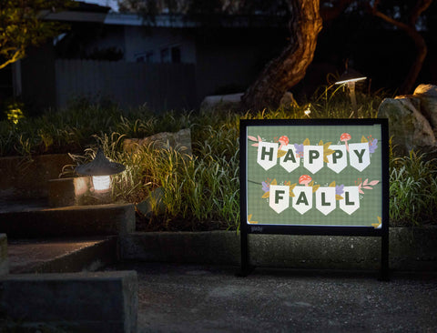 Happy Fall Garland Green Yardsy Sign - Flat Feet