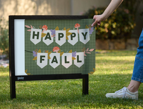 Happy Fall Garland Green Yardsy Sign - Interchangeable