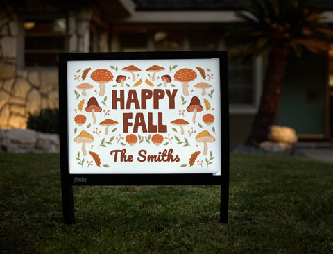Happy Fall Mushrooms Custom Yardsy Sign - Hero