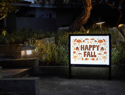 Happy Fall Mushrooms Yardsy Sign - Flat Feet