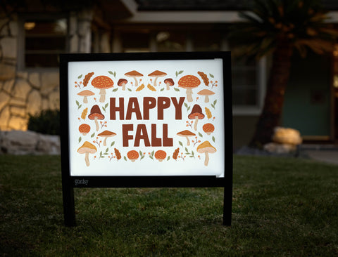 Happy Fall Mushrooms Yardsy Sign - Hero