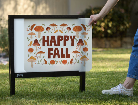 Happy Fall Mushrooms Yardsy Sign - Interchangeable