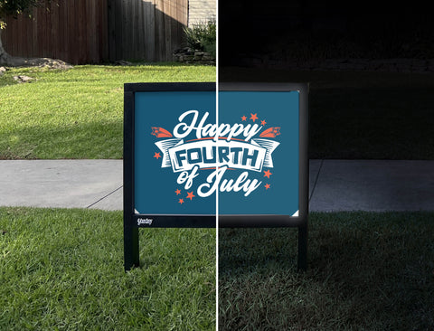Happy Fourth Of July Yardsy Sign - Day Night