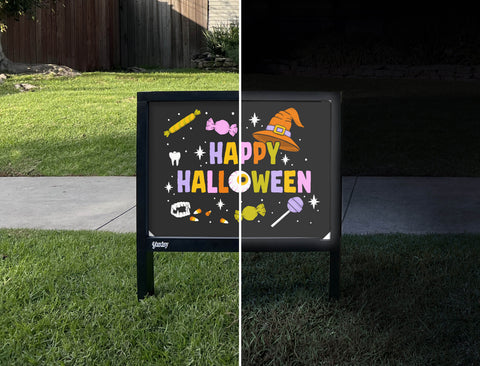 Happy Halloween Candy Yardsy Sign - Day Night