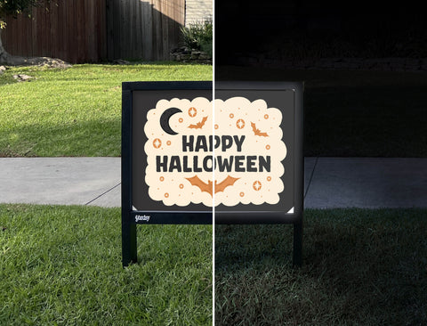 Happy Halloween Night Yardsy Sign - Day Night
