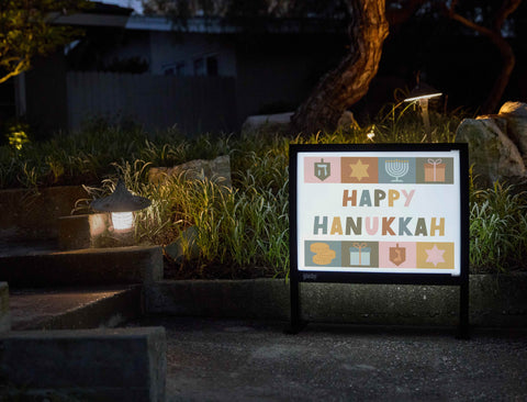 Happy Hanukkah Motifs Yardsy Sign - Flat Feet