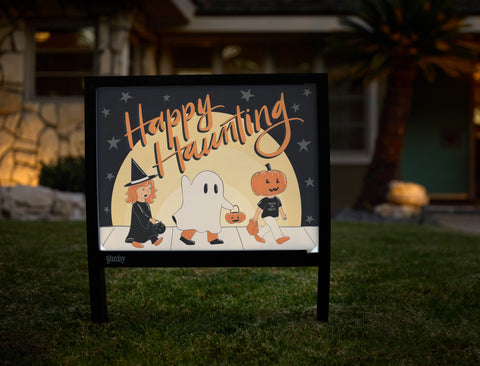 Happy Haunting Retro Halloween Yardsy Sign - Hero