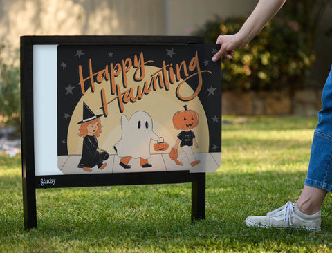 Happy Haunting Retro Halloween Yardsy Sign - Interchangeable