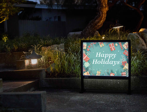 Happy Holidays Light Green Gifts Holiday Yardsy Sign - Flat Feet