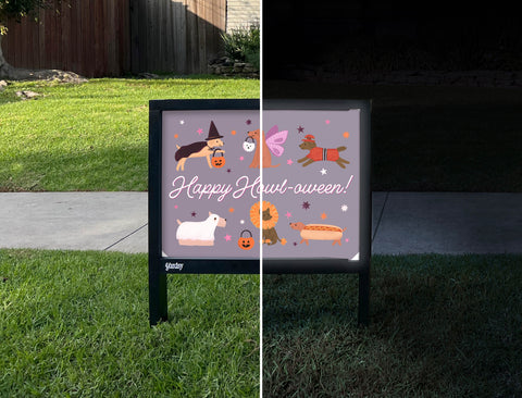Happy Howl-Oween Yardsy Sign - Day Night