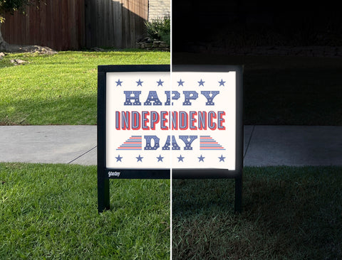Happy Independence Day Yardsy Sign - Day Night