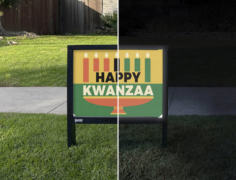 Happy Kwanzaa Kinara Yardsy Sign - Day Night