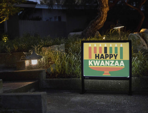 Happy Kwanzaa Kinara Yardsy Sign - Flat Feet