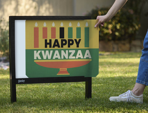 Happy Kwanzaa Kinara Yardsy Sign - Interchangeable